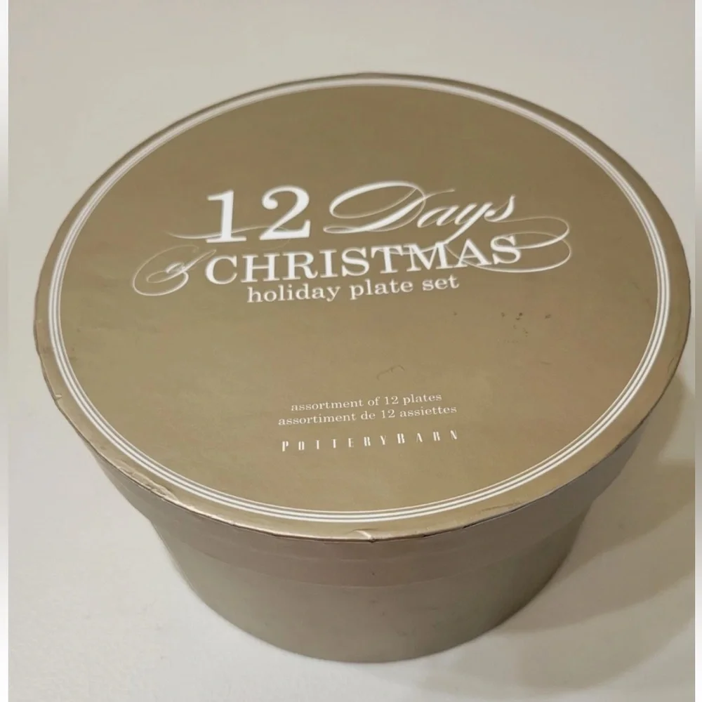 Pottery Barn Twelve Days Of Christmas Boxed Salad Plates, Mixed Set Of 12